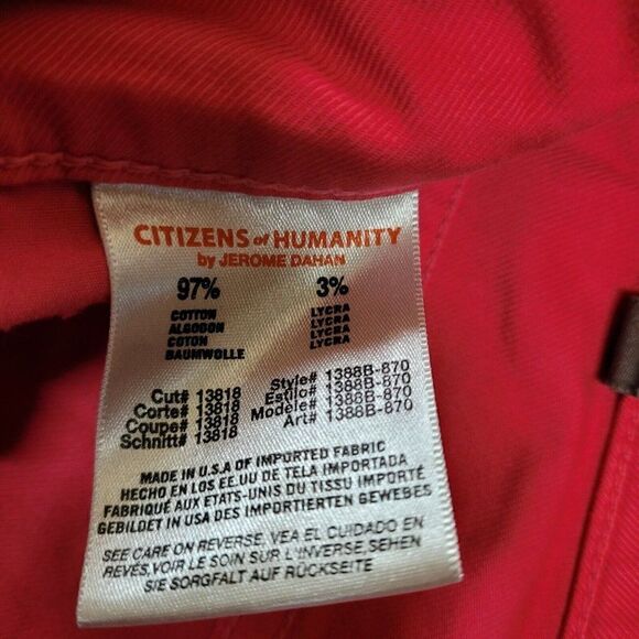 Citizens of Humanity Thompson Medium Rise‎ Skinny Jeans Shocking Pink Womens 26 - Picture 16 of 16